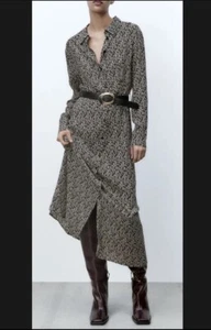 ZARA STRIPED SHIRT DRESS WITH BELT SIZE M 7484/201 BNWT - Picture 1 of 5