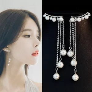 Ohrringe versilbert Perlen Damen Frauen Tropfen Elegant Geschenk - Bild 1 von 4