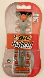 1 Bic Hybrid Advance Men's Razor Handle with total 6 Cartridges - Picture 1 of 2