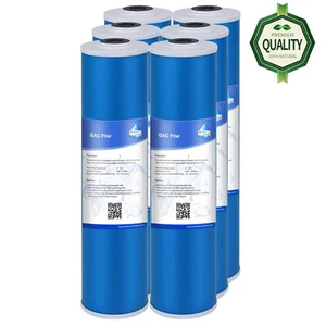 Confezione 1-6 Filtro Acqua Carbonio Granulare 20"x4,5" 5 Micron Big Blue GAC Tutta Casa - Foto 1 di 13