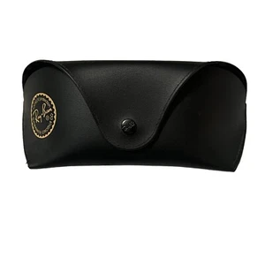 Ray Ban custodia in pelle nera per occhiali da sole marcatura oro occhiali grandi - Foto 1 di 11