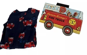 Nuevo Libro y Carters Bombero Camión de Bomberos Curious George Estampado Dormir y Jugar Talla 3M - Imagen 1 de 4