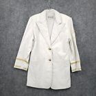 Braefair Skirt Suit Womens 8 White 2-Piece Embroidered Long Sleeves Leather