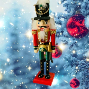 Lot 1 Nutcracker Red Christmas Decoration Gift chubby vintage cute King 12" Gift - Picture 1 of 4