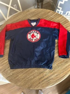 Rare Vntg Boston Red Sox pullover side zip Front Patch logo sz L mens Blue/red - Picture 1 of 8