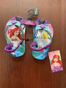 Disney Princess Ariel Flip Flops Girl Toddler Purple - Size 5/6 *NEW w/ Tag* - Picture 1 of 5