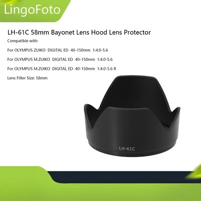 Parasol bayoneta LH-61C 58mm para OLYMPUS ZUIKO DIGITAL ED 40-150mm 1:4.0-5.6 Foto 1 de 4