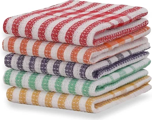 Kitchen Towels [ 5 Pack, 16" X 22" ] - Multi Color Lightweight Waffle Dish Towel - Picture 1 of 12