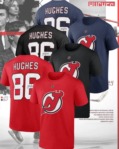 New Jersey Devils Jack Hughes Signature Player Name & Number T-Shirt S-5XL Cover
