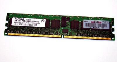 1 GB DDR2-RAM 240-pin Registered ECC 1Rx4 PC2-5300P-555 Elpida EBE10AD4AGFA-6E-E - Photo 1/2
