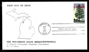 2246 22c Stamp (1987) THE MICHIGAN STATE 150 FDC BY NO. 4 CL CACHETS - SCARCE !! - Picture 1 of 1