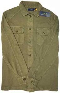 $148 Polo Ralph Lauren Uomo Moleskin Camicia da Lavoro Giacca Verde Salvia Manica Lunga, L - Foto 1 di 2