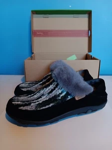 Jambu "Perla" Strick- und Kunstfellschuhe schwarz 9M - Bild 1 von 6