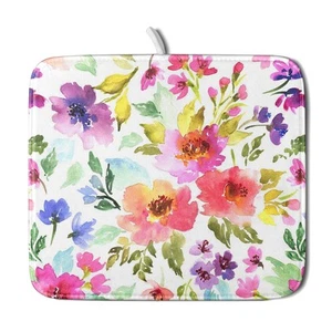 Floral Dish Drying Mats for Kitchen Counter 16×18 Inch Drying Mat for Dishes ... - Picture 1 of 7