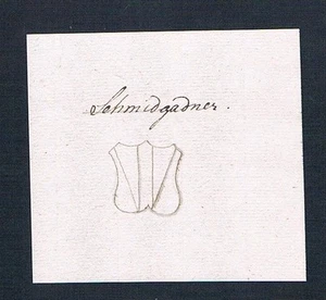 18. C.Schmidgaden Bavaria Handwriting Manuscript Emblem Manuscript Coat of Arms - Picture 1 of 1