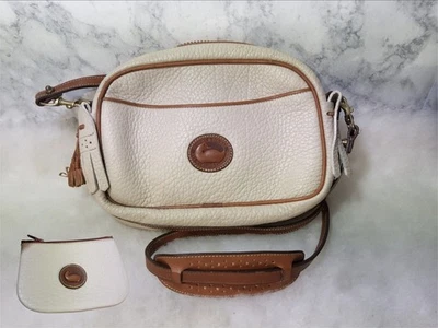 2pc Dooney Bourke Vintage Bone Beige Kilty Crossbody Wallet Bag Swt Leather RARE - Image 1 of 4