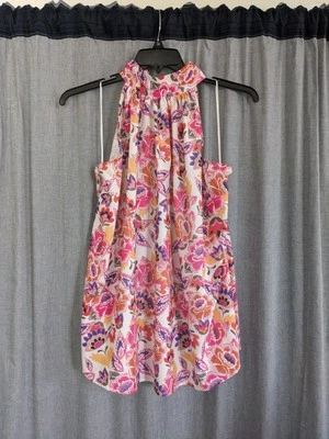 Блузка женская Millenium 1X без рукавов цветочный розовый фиолетовый зеленый весенний выход - Изображение 1 из 4