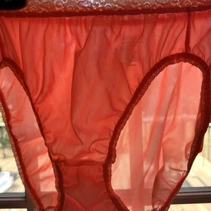 Mutandine vintage trasparenti lucide pizzo seta nylon tassello taglia 6 M Sissy sexy granny panty - Foto 1 di 7