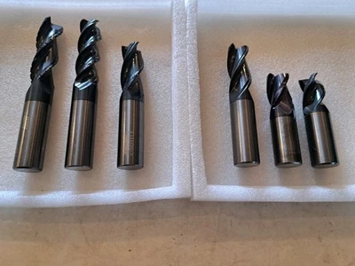 硬质合金 3/4 Dia 3 长笛端铣 6 件 CnC 磨刀 + 涂层 4.3 磅 LotA — 第 1/4 张图片