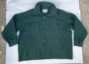 Vintage Melton USA Green MACKINAW WOOL Zip HUNTING JACKET XL XXL SHIRT JAC 4 POCK - Bild 1 von 8