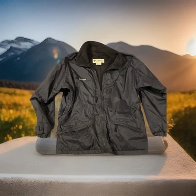 Chaqueta cortavientos Columbia de nailon para hombre grande forrada de lana abrigo negro Foto 1 de 4