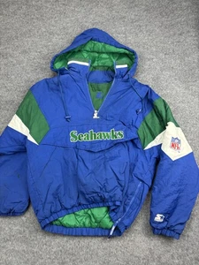 Vintage Seattle Seahawks Jacket Mens Medium Blue Green NFL Football Starter 90s - Picture 1 of 8