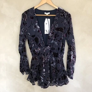 Neu mit Etikett Cotton Candy Langarm-Strampler Velours Blumenmuster Größe Medium - Bild 1 von 6