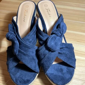 Fashare wedges 10 blue velvet Espandrille - Picture 1 of 6