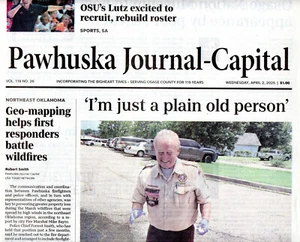 PAWHUSKA JOURNAL-CAPITAL Newspaper April 2 2025 Heroes & Legends Hendren - Imagen 1 de 1