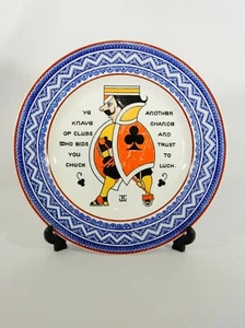 RARE Antique 1909 Wedgwood Blue Playing Card Plate Knave Clubs Augustus Jansson - Bild 1 von 7