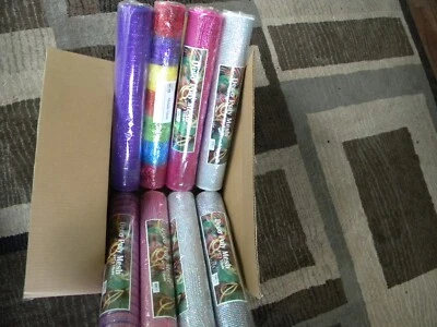 Lot of 8 Rolls Deco Mesh 21" x 10 yards Metallic Foil Deco Poly Mesh - Image 1 of 4