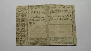 1761 Ten Shillings North Carolina NC Colonial Currency Note Bill! 10s! RARE! - Picture 1 of 2