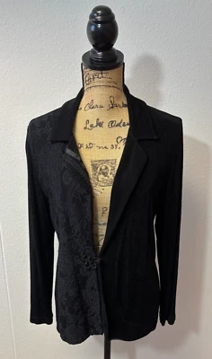 Cárdigan Chico's Travelers tejido en contraste acetato floral cachemir para mujer talla 1 Foto 1 de 4