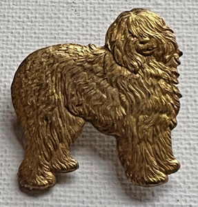 DE COLECCIÓN ANTIGUO PERRO PASTOR INGLÉS LATÓN/DORADO KENART RARO PIN INSIGNIA FALTA PIN - Imagen 1 de 5