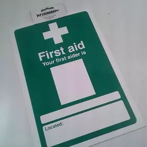 Fisman Your First Aider Sign 200 x 300mm Rigid - Picture 1 of 3