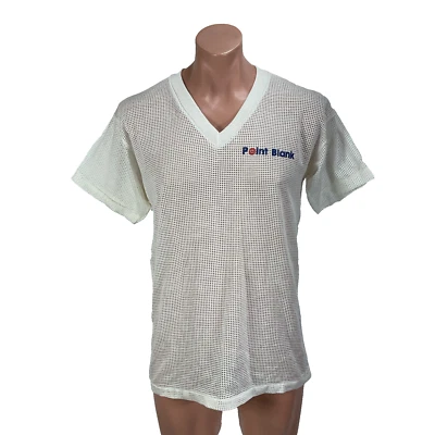 Vtg 80s White Point Blank  50-50 Mesh shirt Muscle Gym Beach 46-48 XL Club - Image 1 of 4