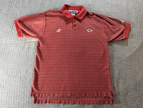NFL Pro Line Logo Athletic Kansas City Chiefs Polo Shirt Men Large Red Vintage Cover