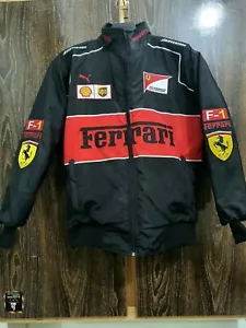 Giacca FI unisex adulto FERRARl nera B cotone ricamato imbottito racing jacket - Foto 1 di 3