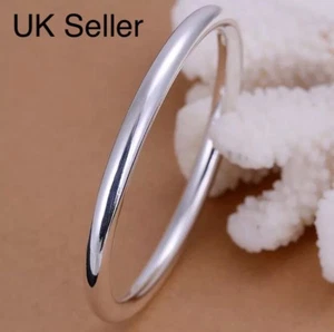 Damen 925 Sterling Silber dicker Armreif Armband 70 mm rund Creolen Stacker Sklave - Bild 1 von 5