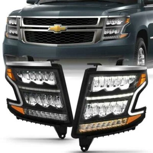 ANZO Fits:15-20 Chevy Tahoe/Suburban LED Light Bar Style Headlights Black w/Sequ - Picture 1 of 10