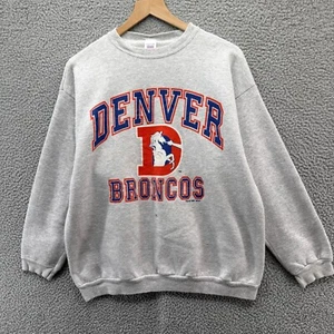 Vintage Denver Broncos Sweatshirt Mens Large Gray 90s 80s Logo 7 - Picture 1 of 8