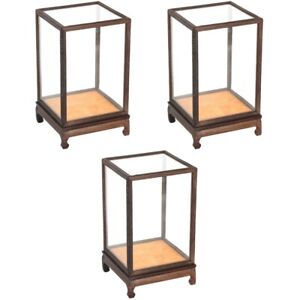  3 PCS Glass Cover Display Cabinet Toy Countertop Cube Action Stand