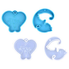  4 Pcs Epoxy Mold Cute Cat Pendant Heart Resin Molds Earring Silicone