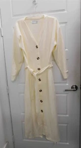 New Asos Cream Cotton Blend Button Down Long Cardigan Sweater sz 2 - Picture 1 of 5