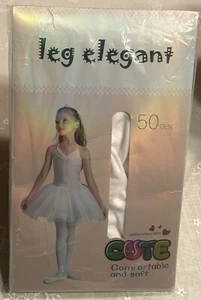 NIP Girls LEG ELEGANT Fancy White Tights 50 Den - size 8-10 - Soft - Picture 1 of 7