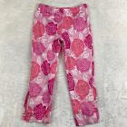 Vintage Lilly Pulitzer Capri Pants Size 6 Pink Floral Ankle Crop Cotton Stretch