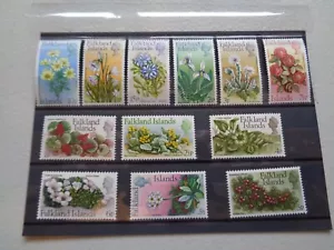 Stamps Falkland Islands set of 12 Flowers Mint condition 1970s Used - Picture 1 of 14