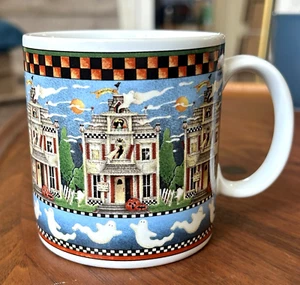 HAUNTED HOUSE Set of 2 Coffee Mugs Sakura Debbie Mumm Halloween Ghosts Mansion - Picture 1 of 9