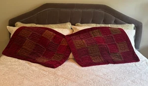 VINTAGE*POTTERY BARN VELLUTO VELLUTO PATCHWORK (COPPIA) STANDARD SHAMS #410 - Foto 1 di 13