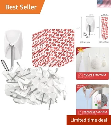 Ganchos de pared de alta resistencia con 32 tiras adhesivas para llaves abrigos toallero Foto 1 de 4